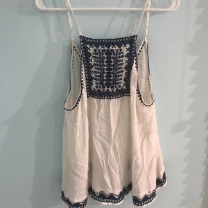 UO Blue And White Bohemian Tank